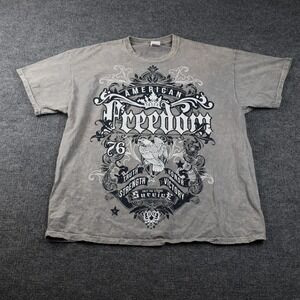 American Freedom Shirt Mens 2XL Gray Eagle 76 Graphic Patriotic Fruit Loom